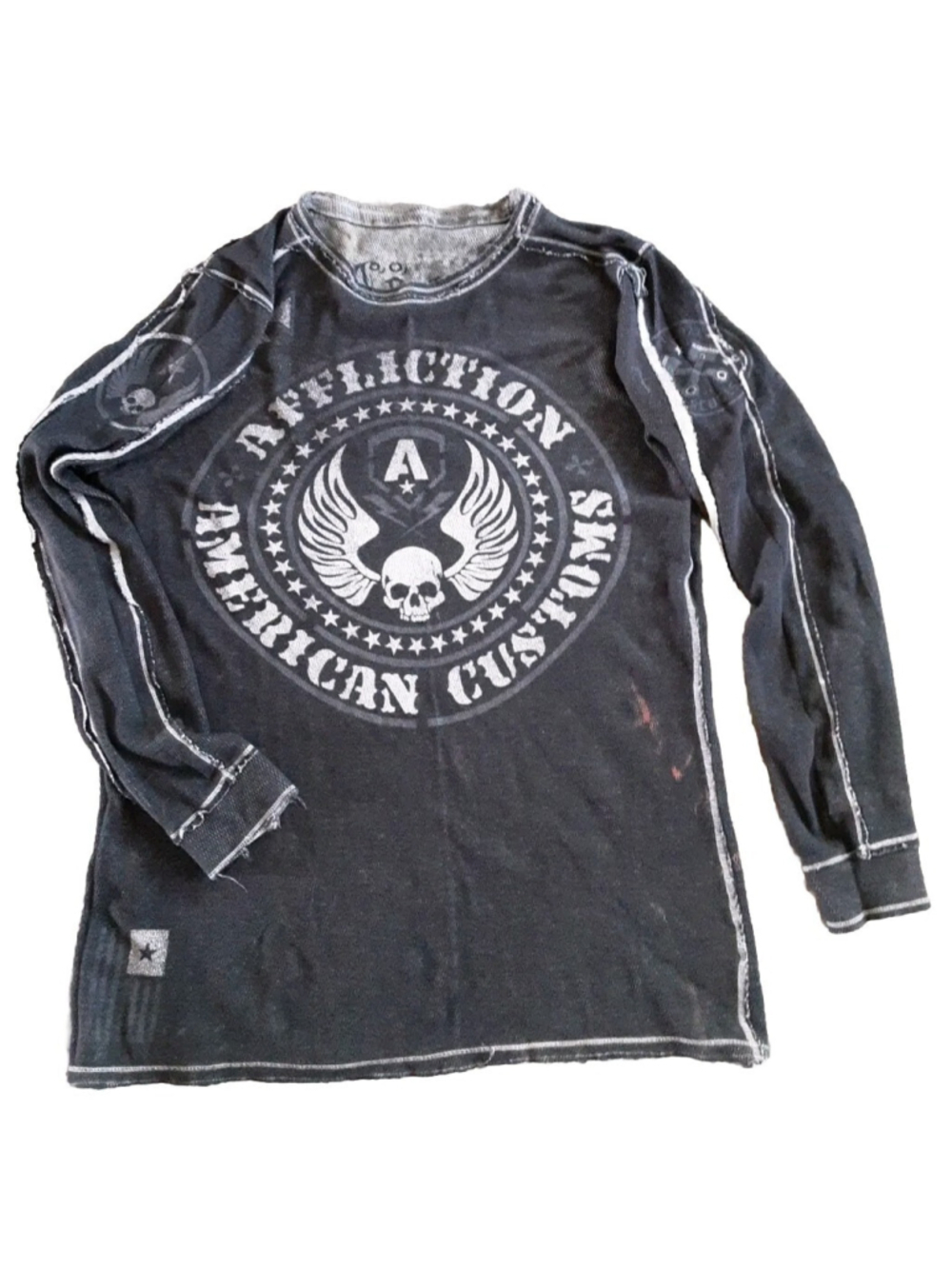 AFFLICTION Reversible Thermal Skull Wings CrossnLive Fast American Custom Sz XL